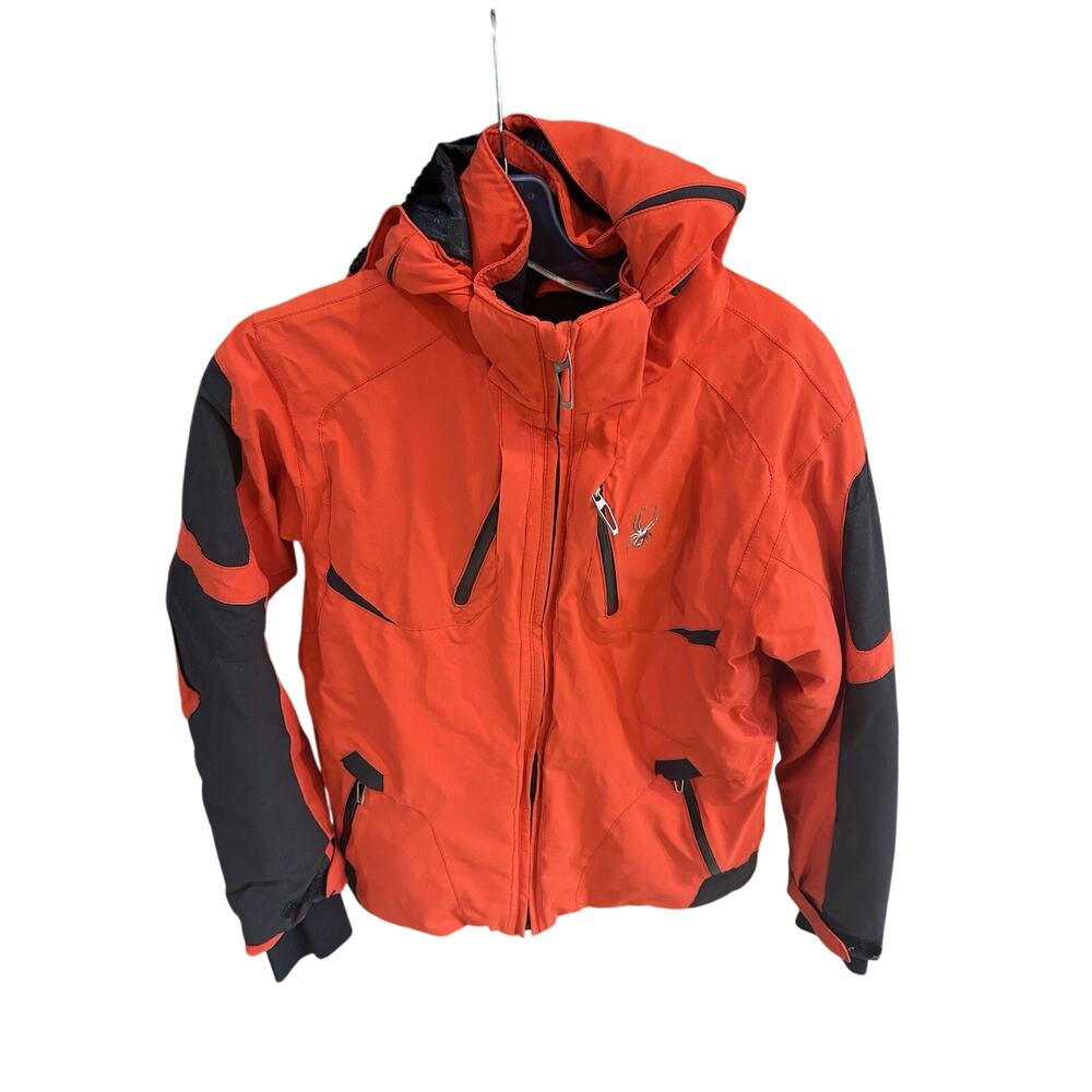 Spyder Insulated Leader Hooded Jacket Youth Sz 14 Red/Black Ski Snowboard